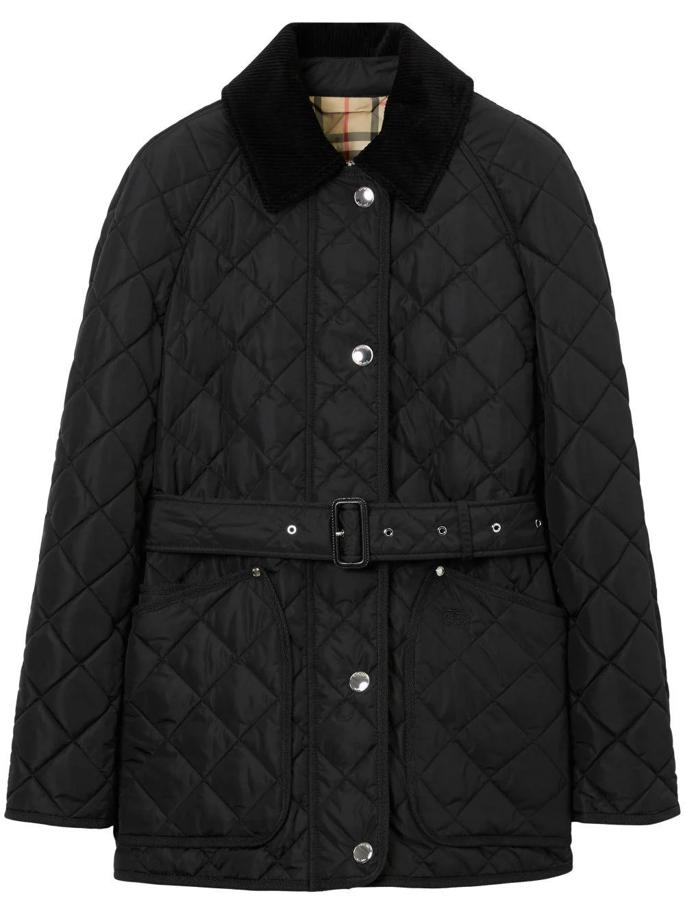 EKD-embroidered diamond-quilted jacket