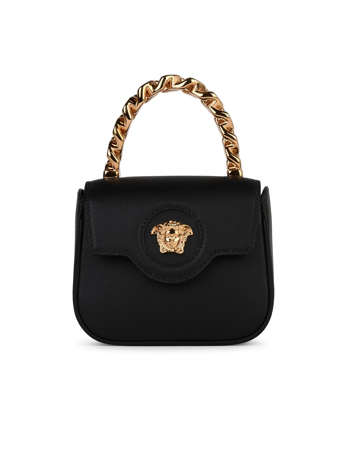 Versace 'La Medusa' Black Lear Mini Bag