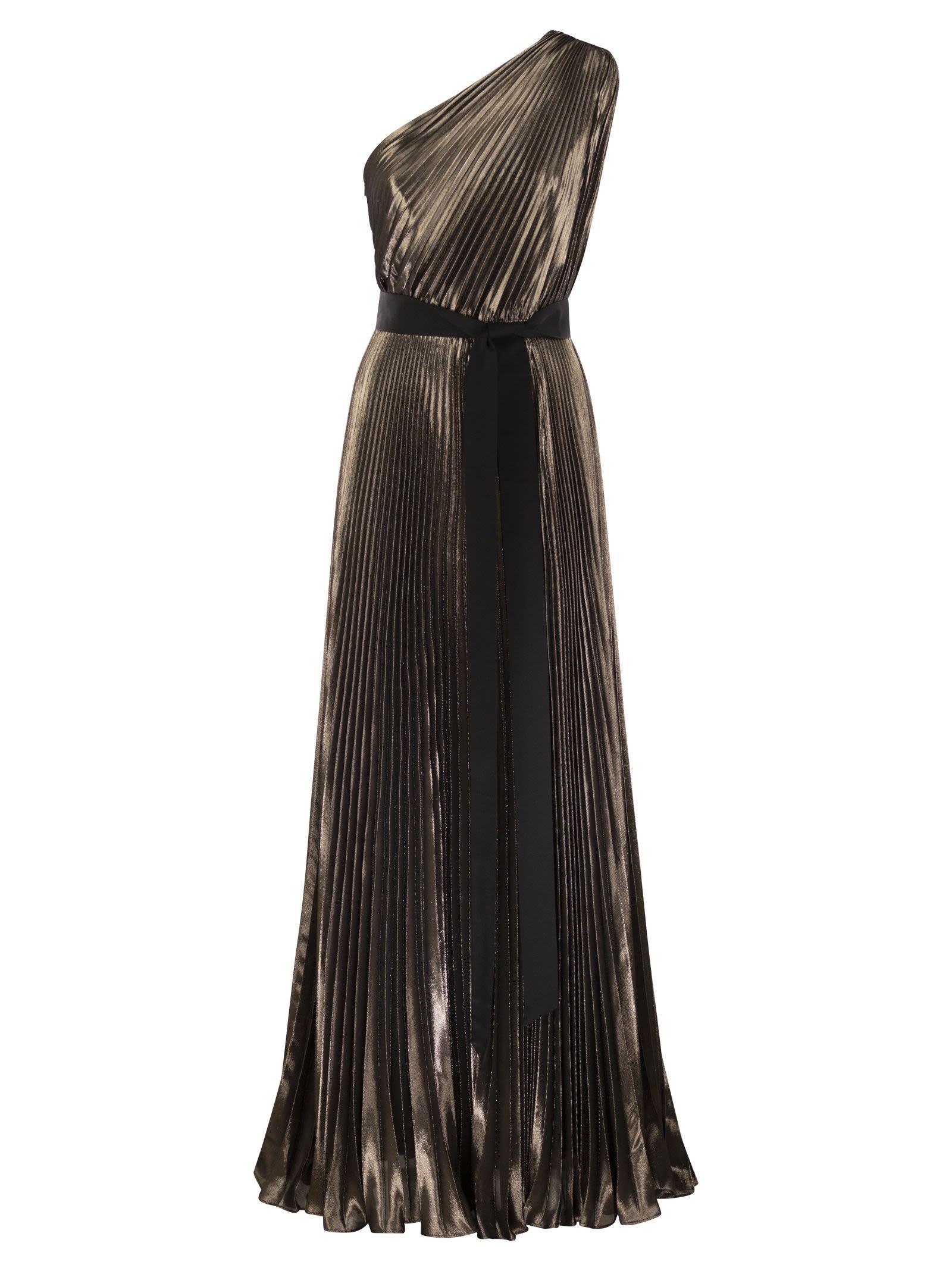 Max Mara Franz Silk Lamé One Shoulder Dress