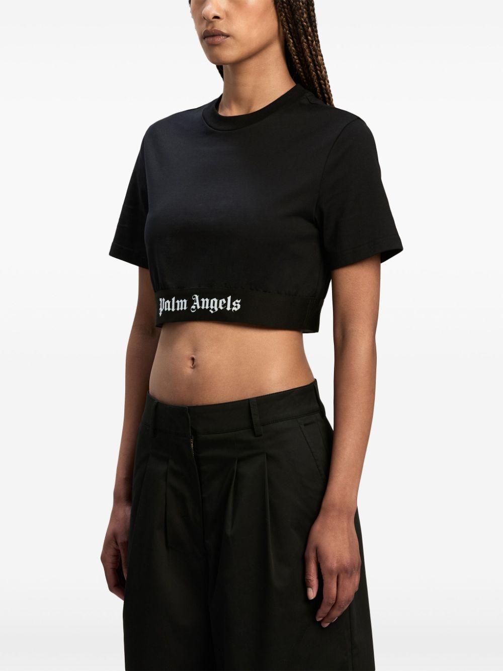 Palm Angels Logo Cotton Cropped T Shirt