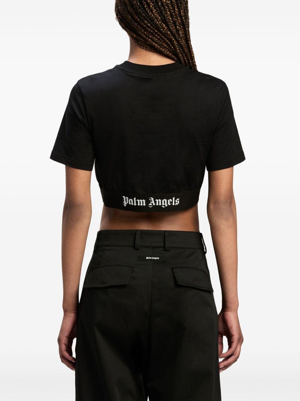 Palm Angels Logo Cotton Cropped T Shirt