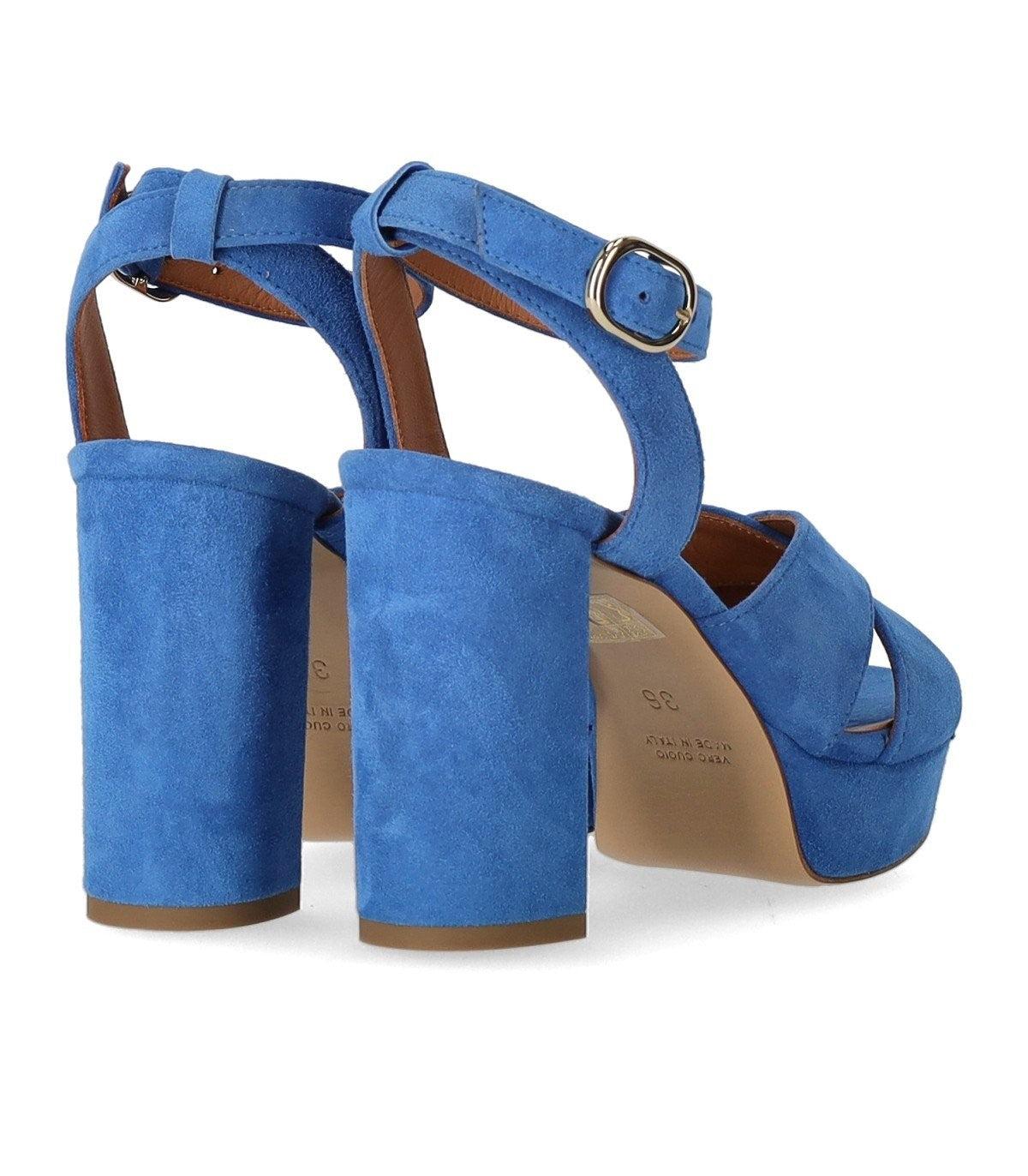 Via Roma 15 Denim Blue Heeled Sandal