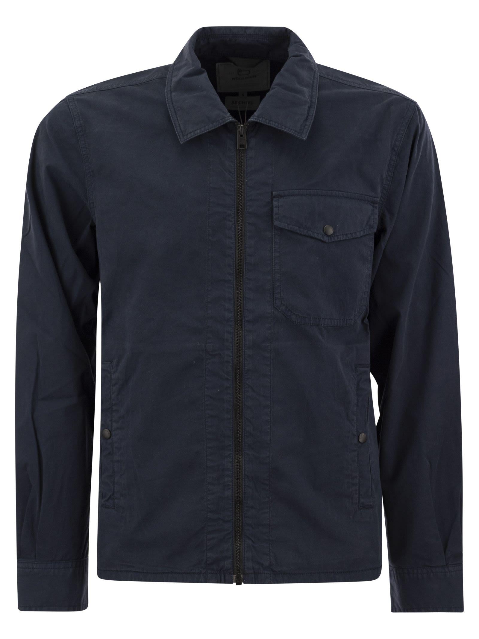 Woolrich Garment Dyed Shirt Jacket In Pure Cotton