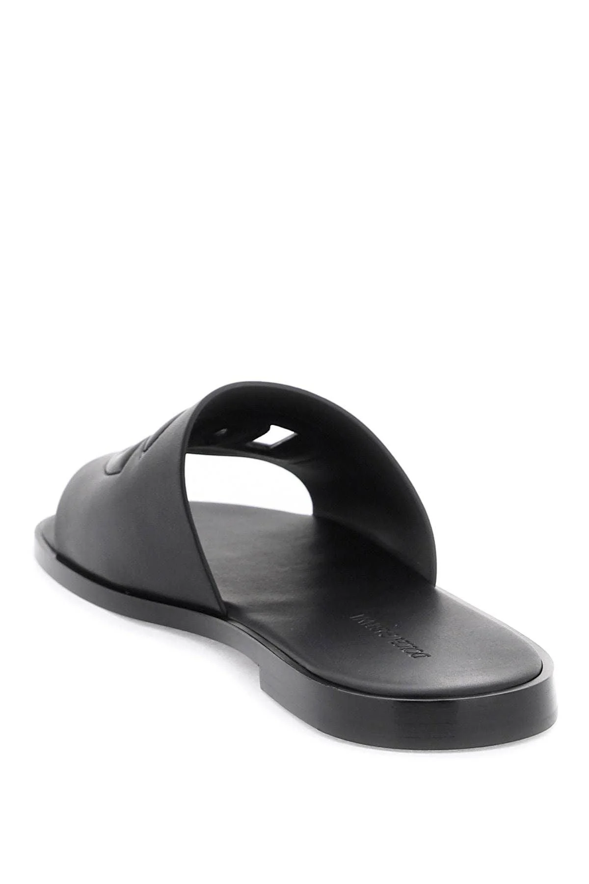 Dolce & Gabbana Leather Slides With Dg Cut Out