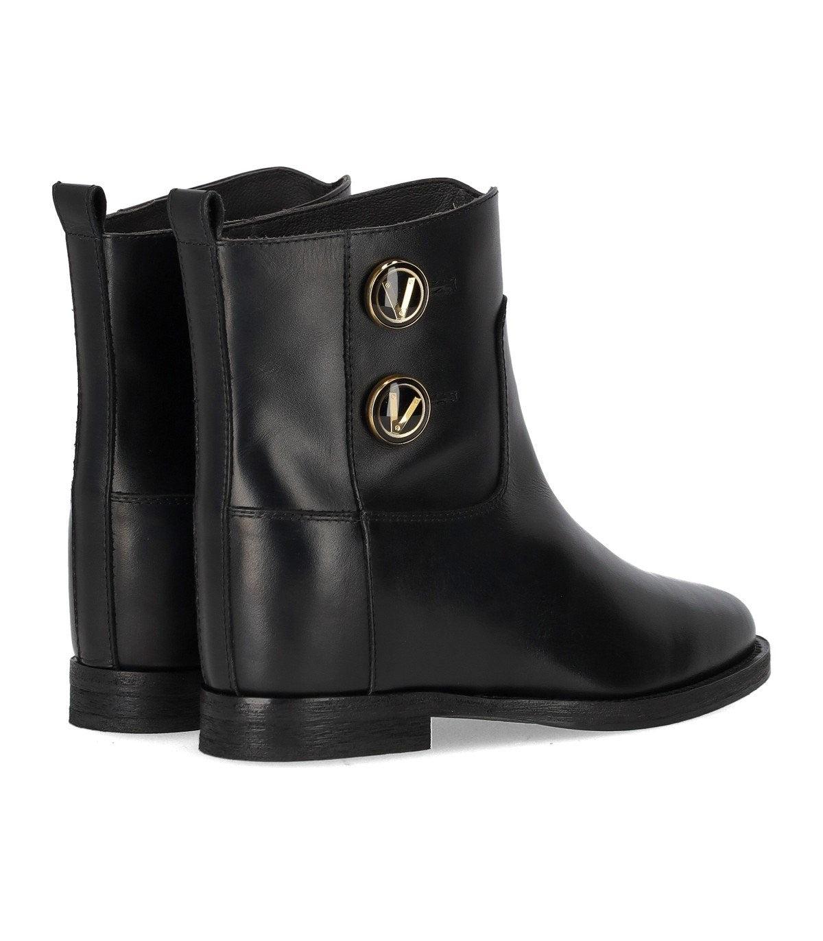 Via Roma 15 Santa Monica Black Ankle Boot With Buttons