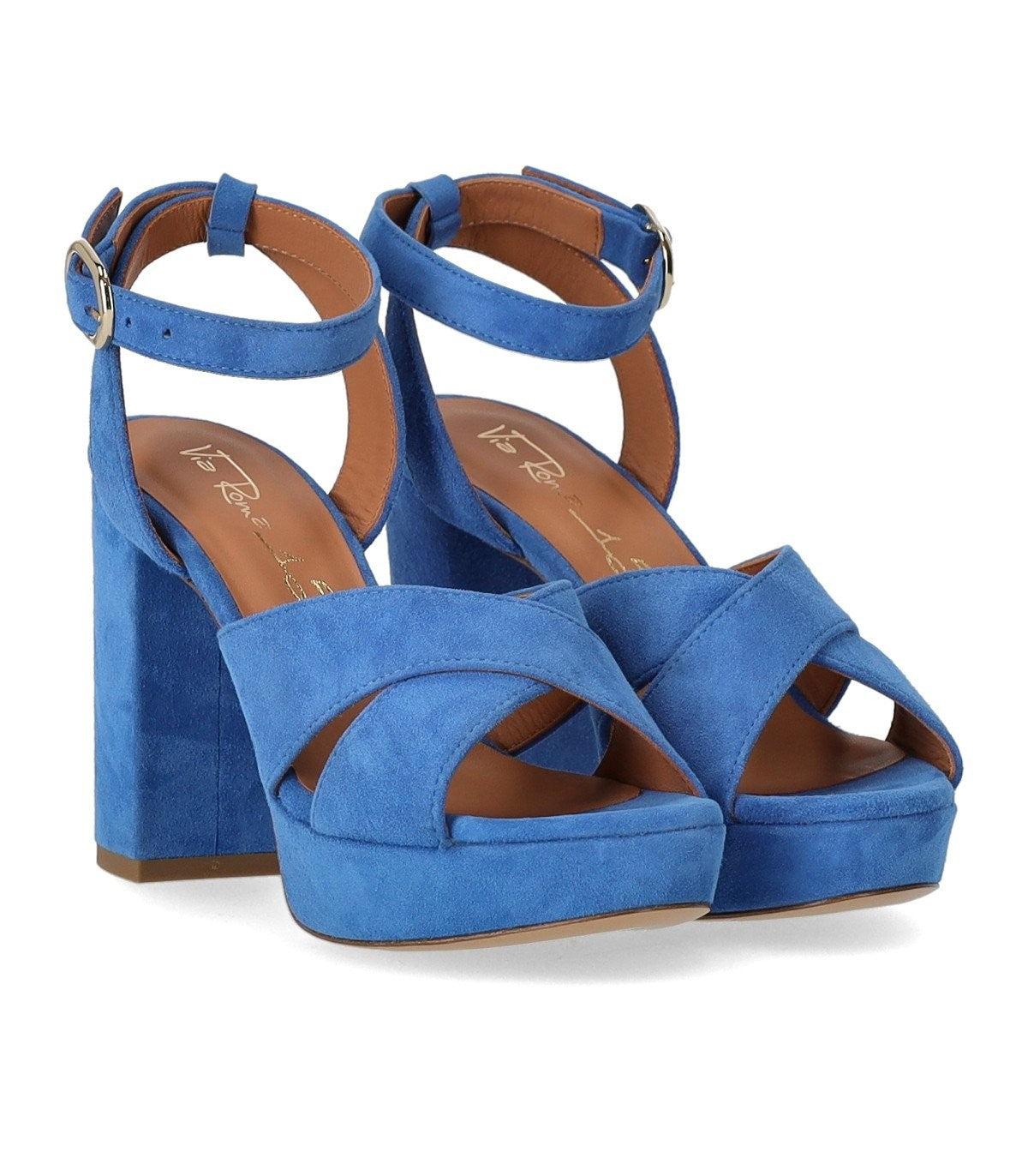 Via Roma 15 Denim Blue Heeled Sandal