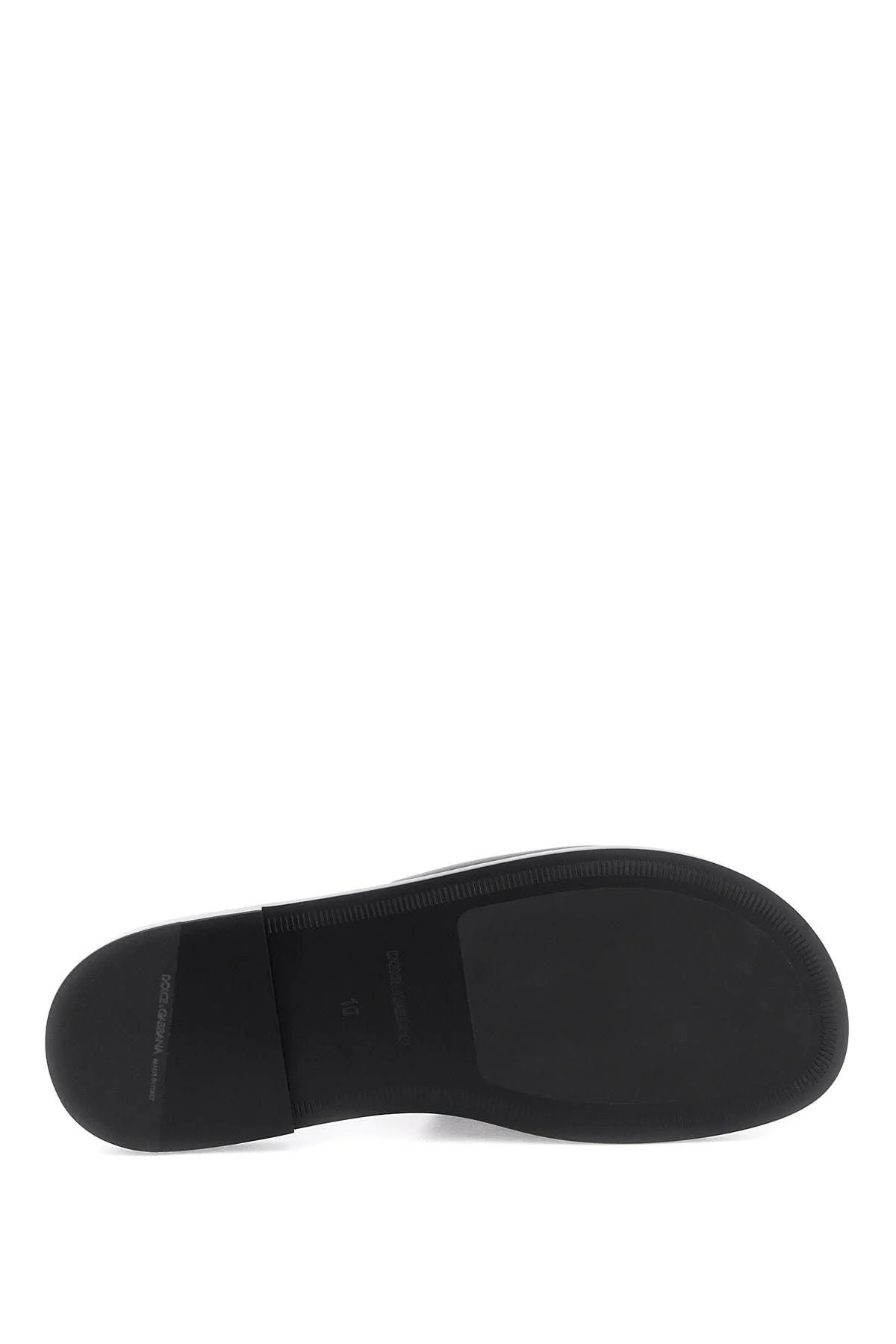 Dolce & Gabbana Leather Slides With Dg Cut Out