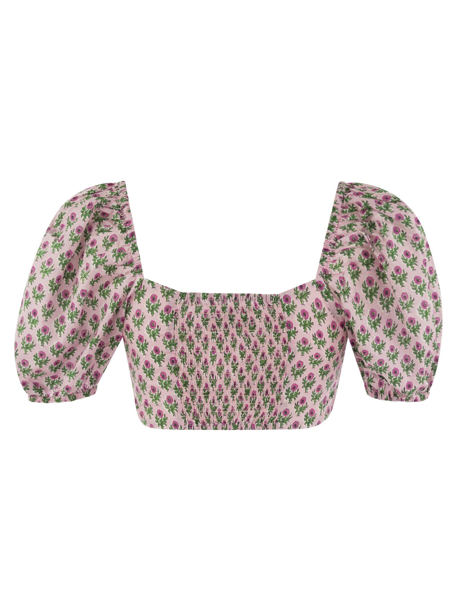 Mc2 Saint Barth Crop Top With Floral Print