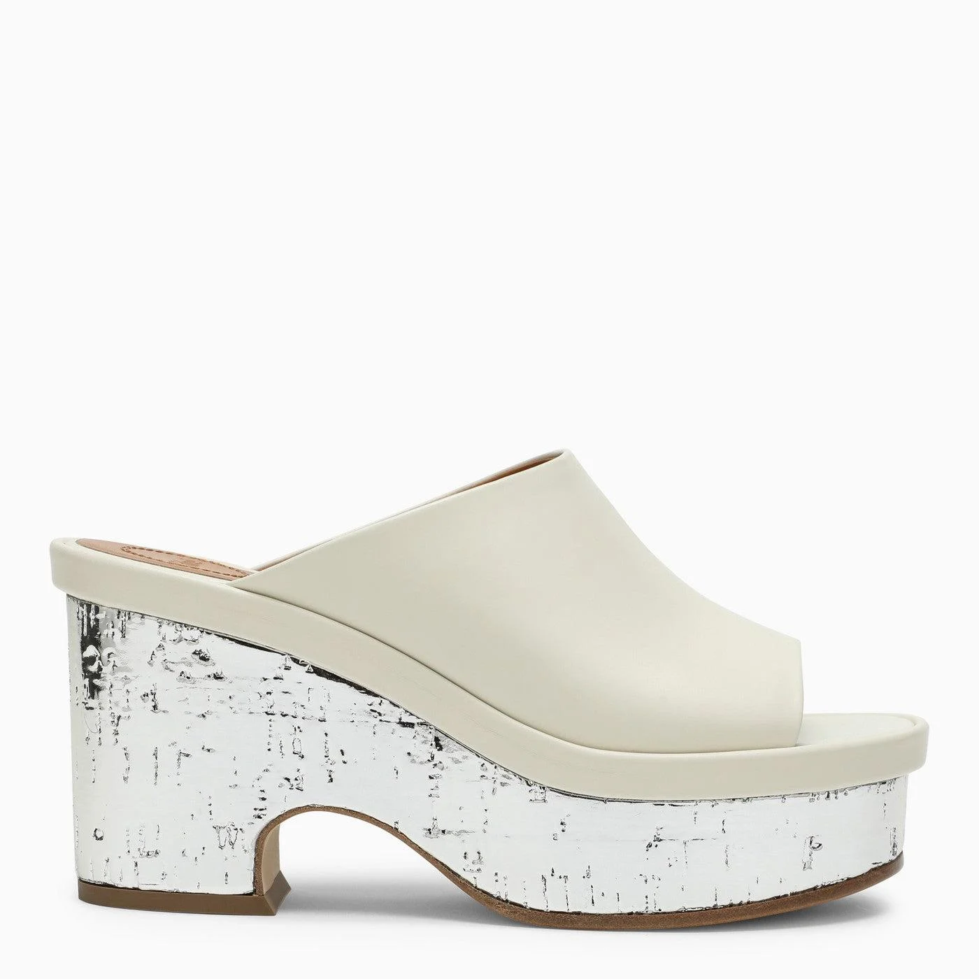 Chloé White/Silver High Wedge