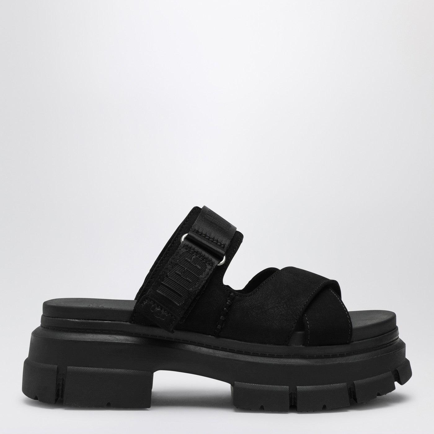 Ugg Black Nubuck And Fabric Ashton Slipper