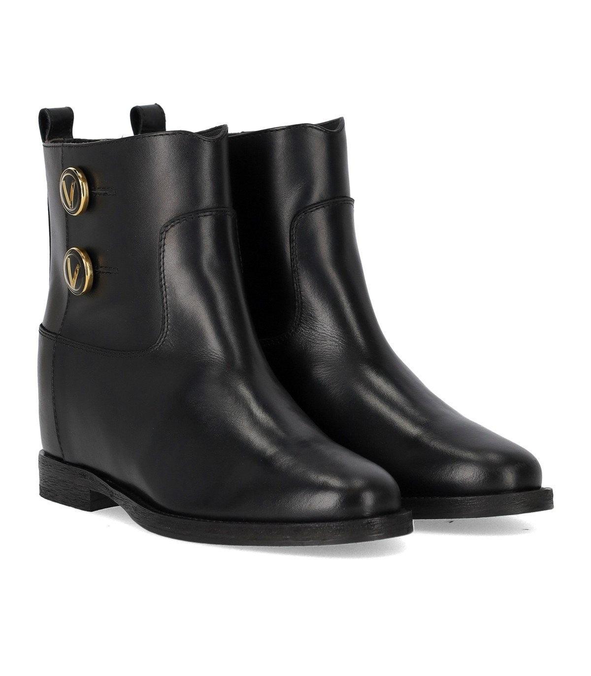 Via Roma 15 Santa Monica Black Ankle Boot With Buttons