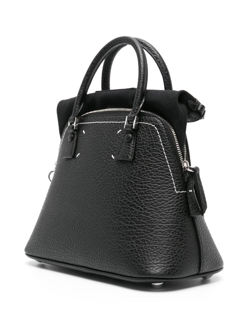 MAISON MARGIELA Black Grained Texture Layered Handbag for Women