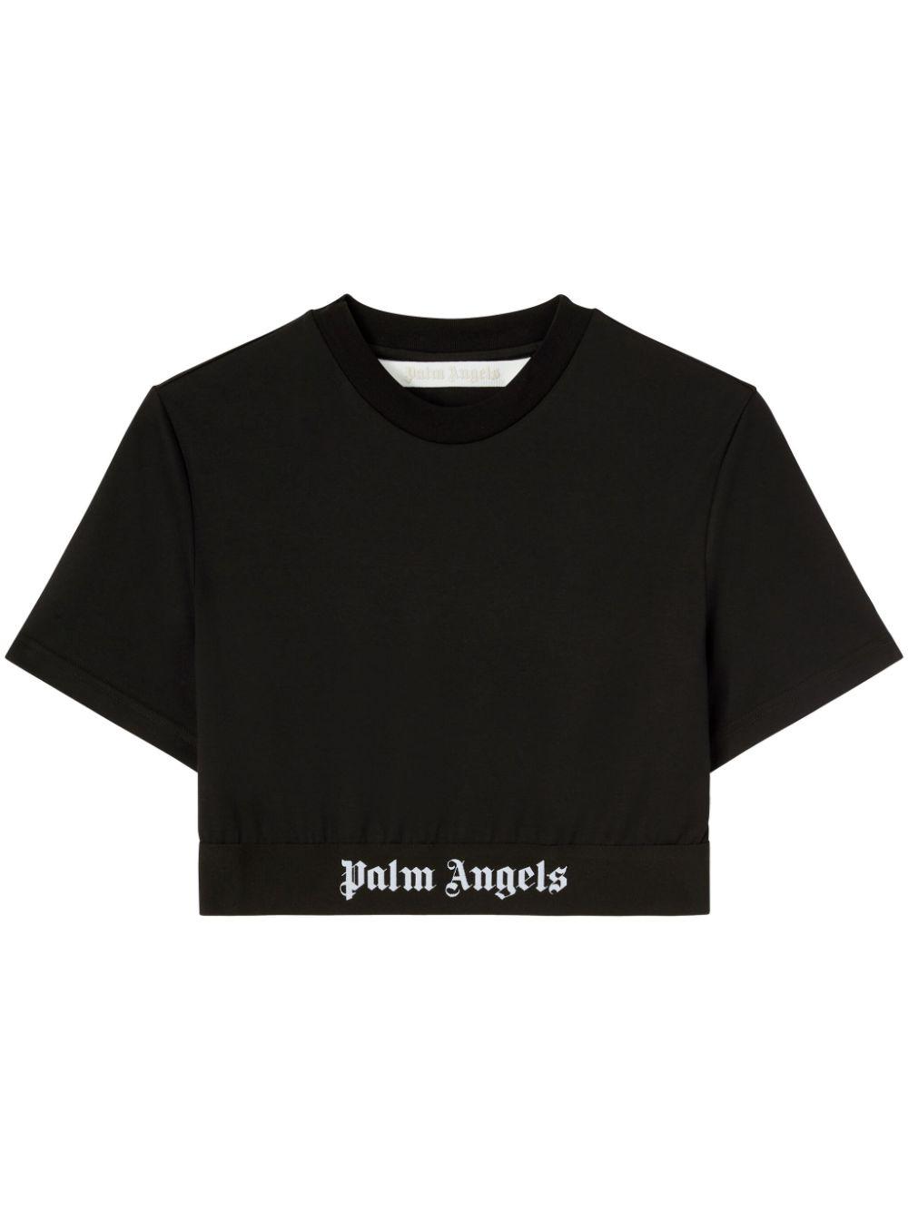 Palm Angels Logo Cotton Cropped T Shirt