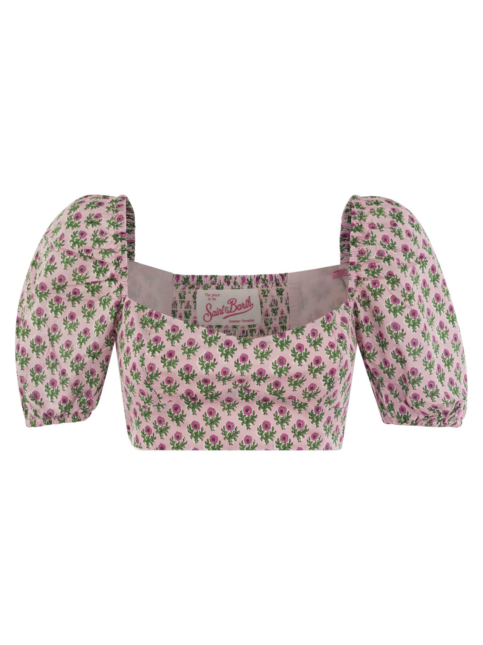 Mc2 Saint Barth Crop Top With Floral Print