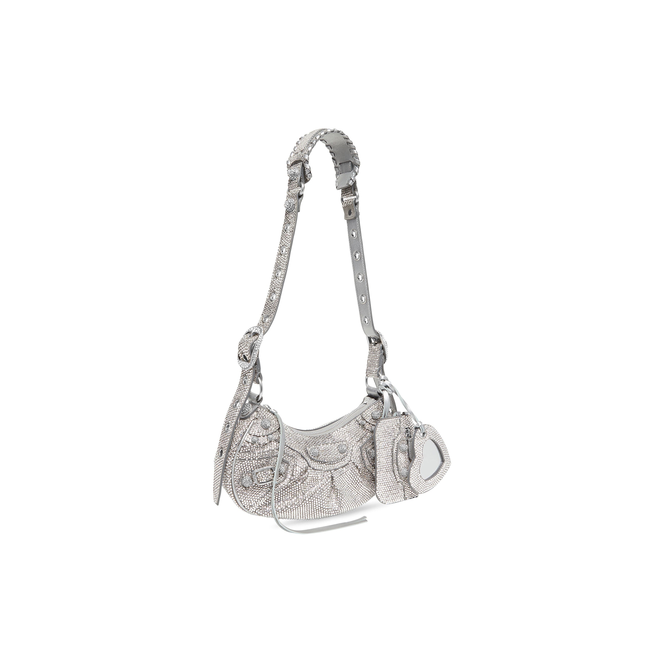 Women's Le Cagole Xs Shoulder Bag With Rhinestones in Grey