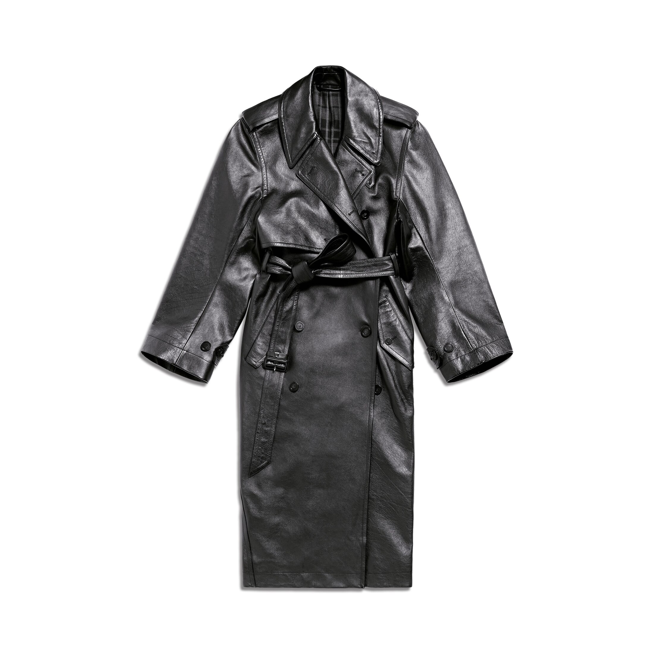 Women's Fitted Cocoon Trench in Black