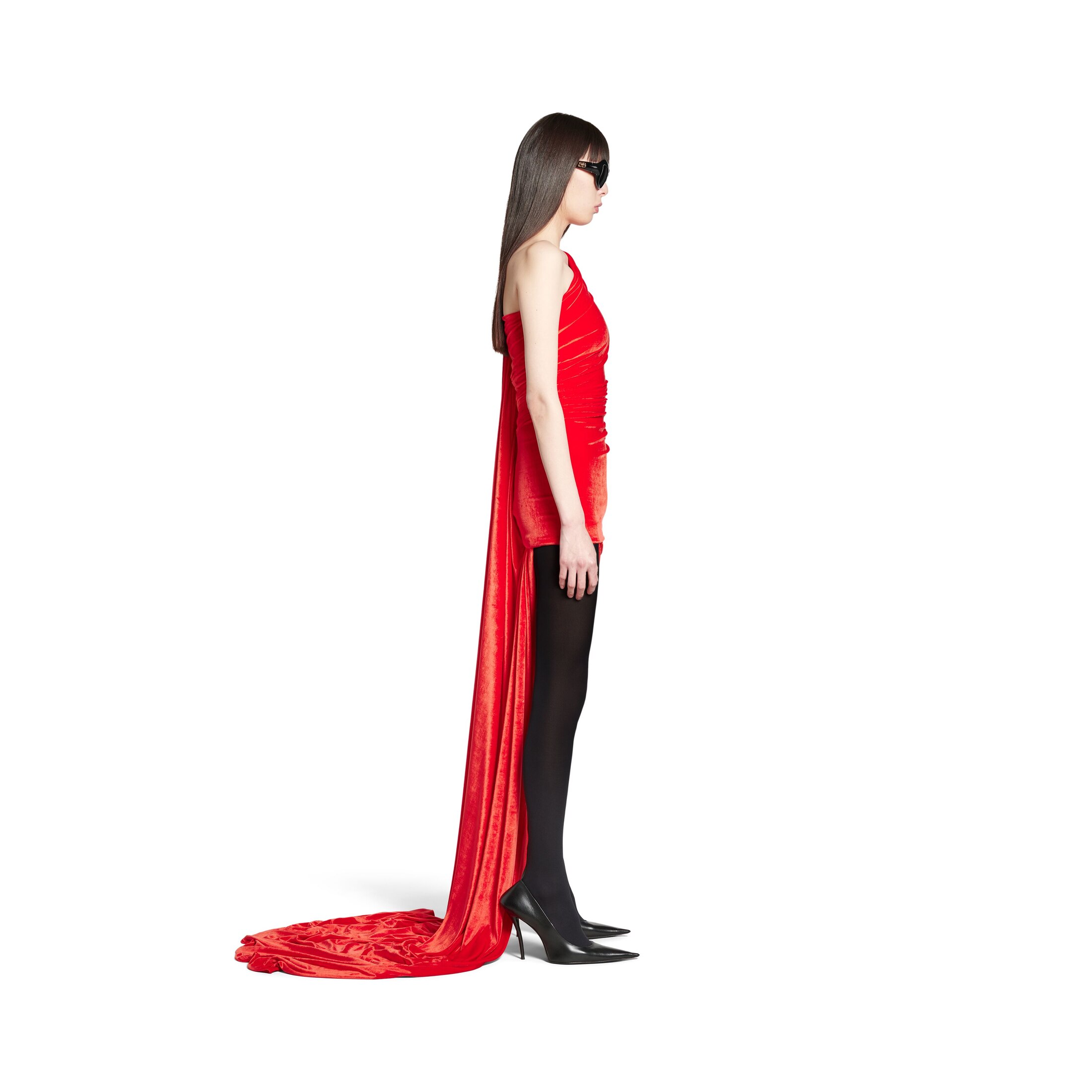 Women's Asymmetric Dress in Red