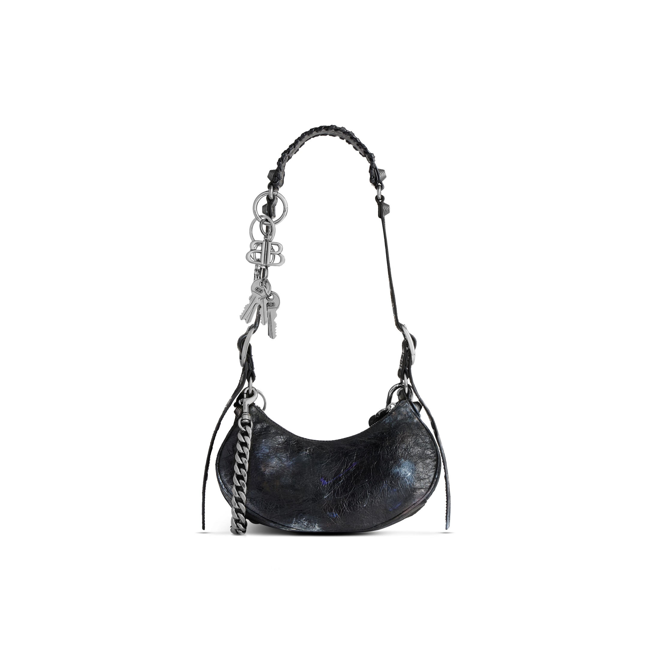 Women's Le Cagole Xs Shoulder Bag Used Effect With Charms  in Black