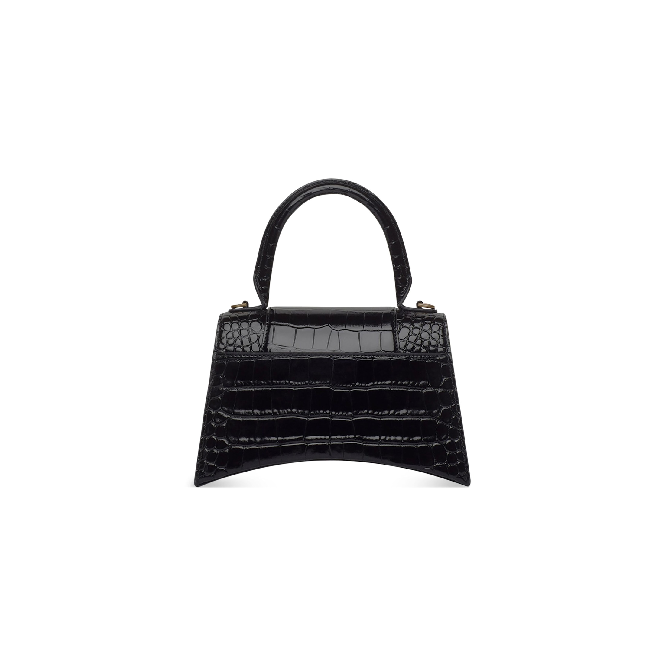 Women's Hourglass Small Handbag Crocodile Embossed in Black