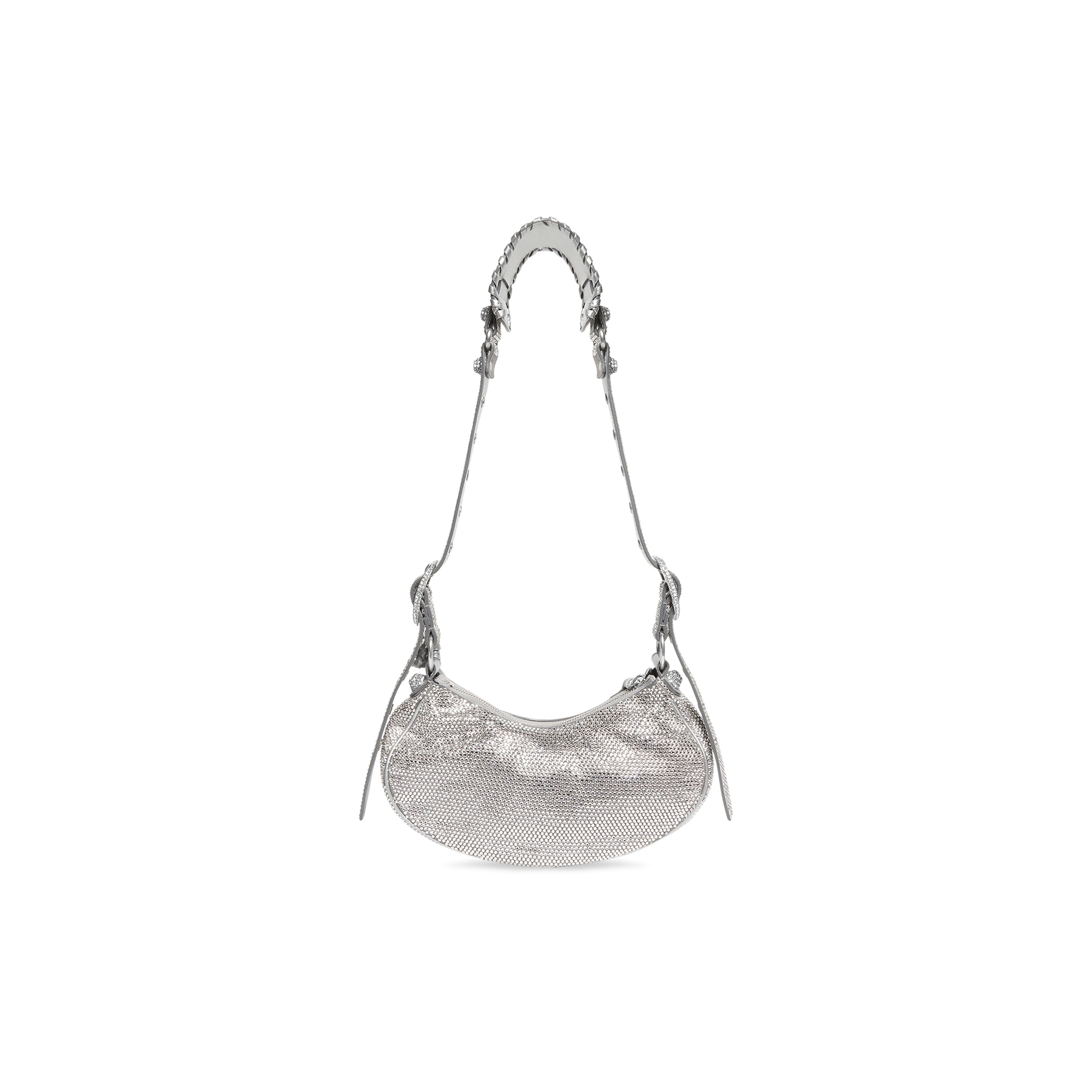 Women's Le Cagole Xs Shoulder Bag With Rhinestones in Grey