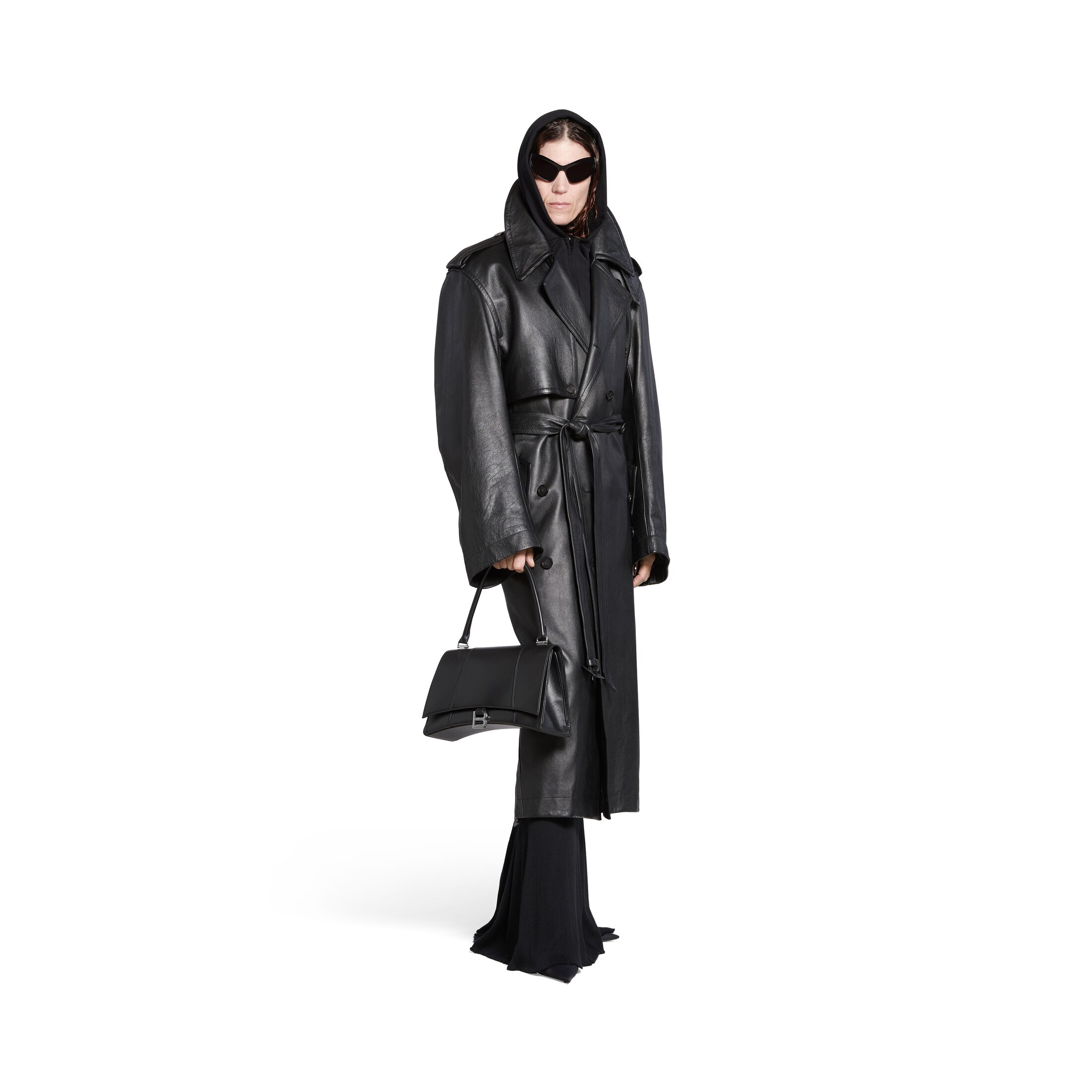 Women's Fitted Cocoon Trench in Black