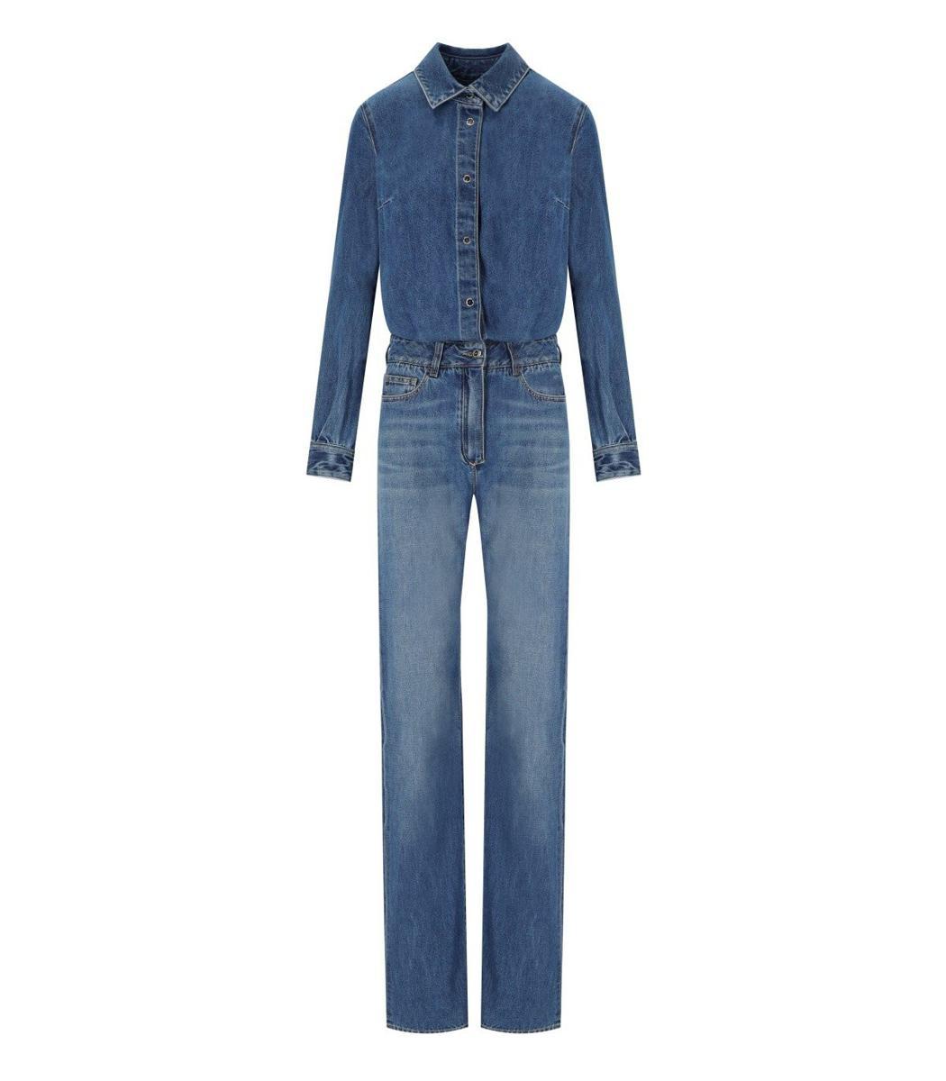 elisabetta franchi blue denim jumpsuit