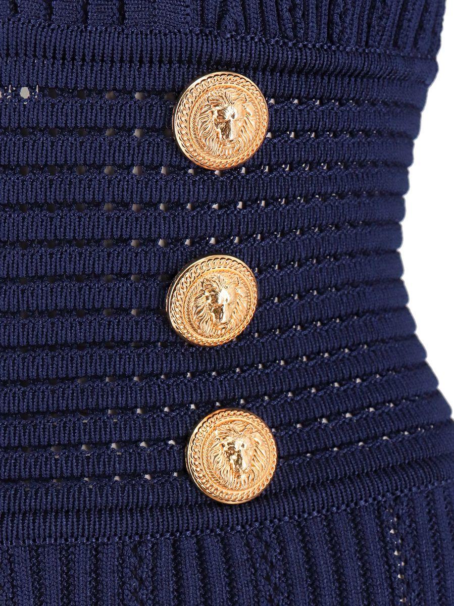 Balmain Logo Button Embellished Knitted Dress