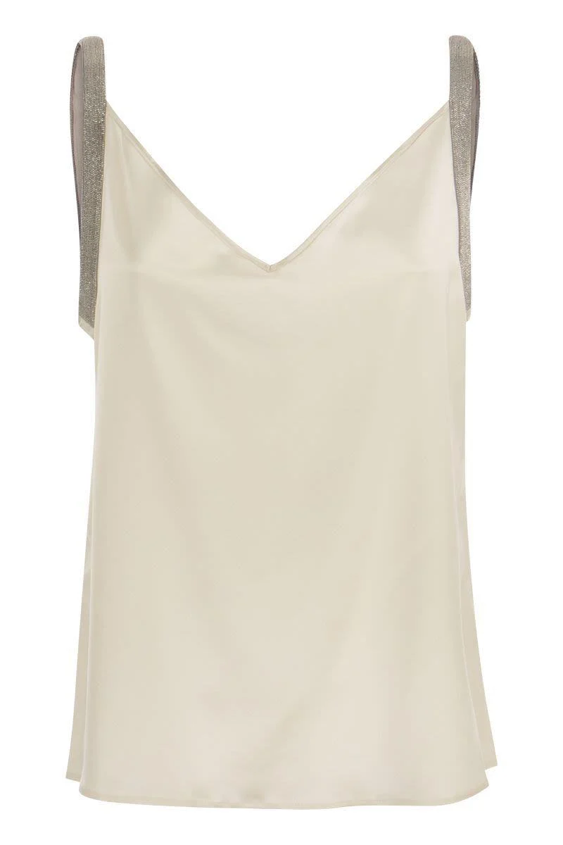 Fabiana Filippi Silk Top With Jewelled Straps