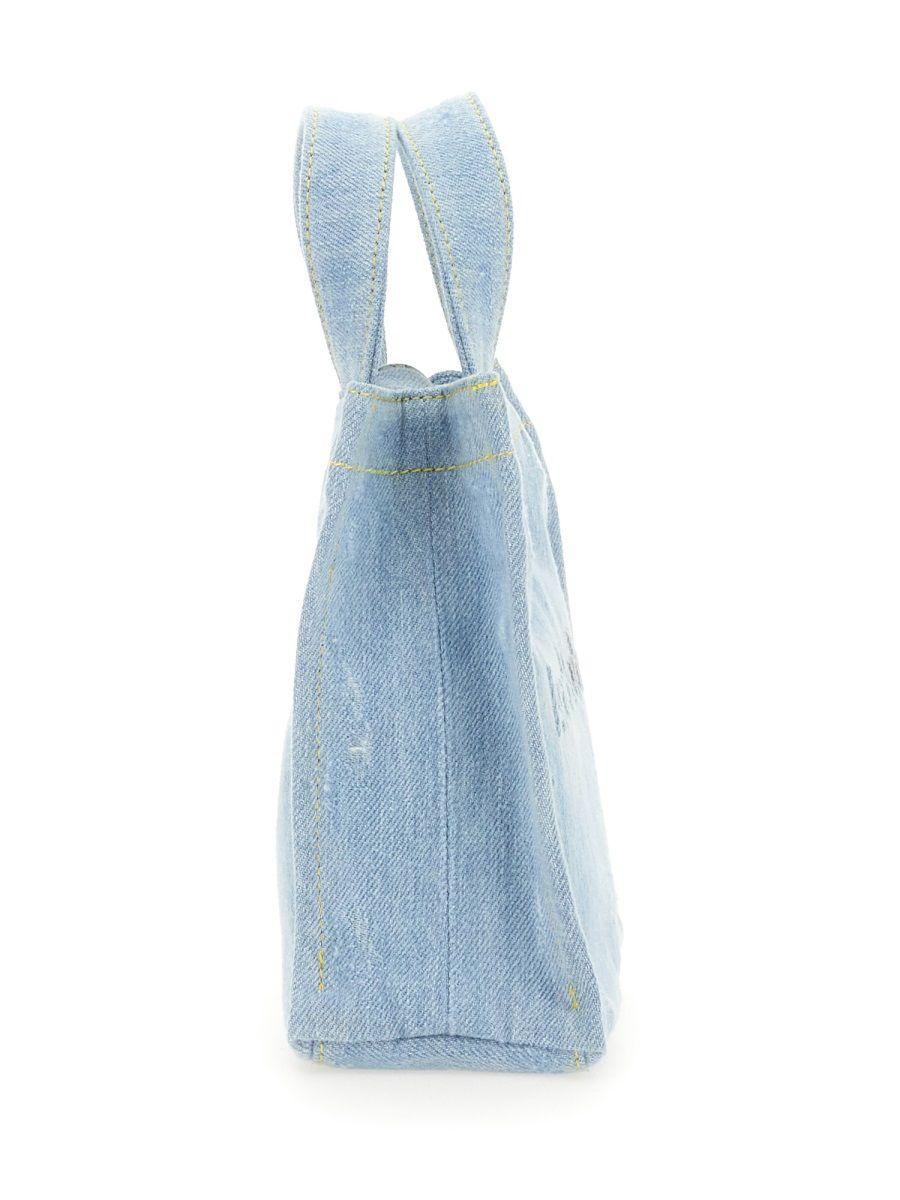 Acne Studios Mini Denim Shopper Bag With Logo