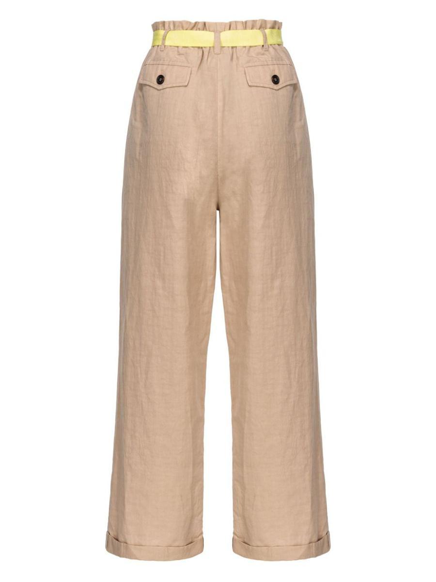 high-waisted belted wide-leg trousers