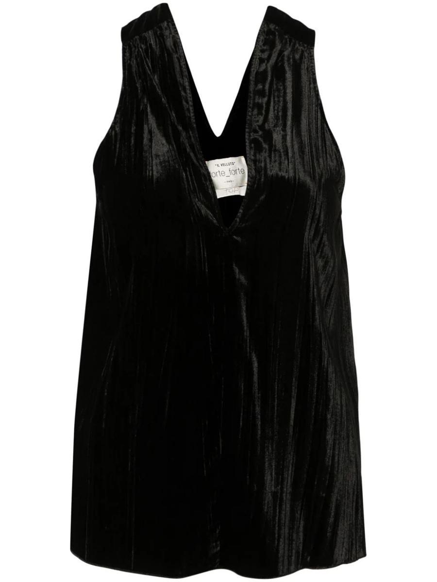 plissé velvet sleeveless top