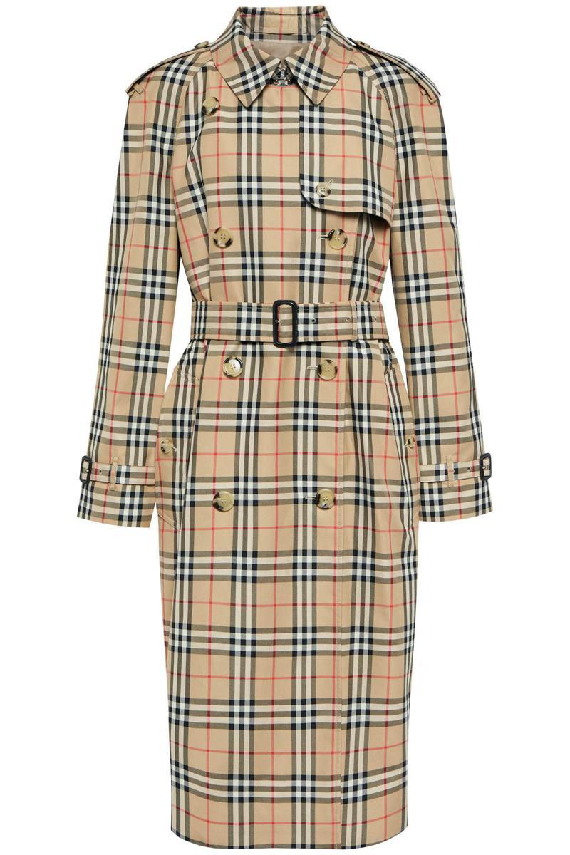 BURBERRY Beige Trench Jacket with Iconic Check Pattern - FW23