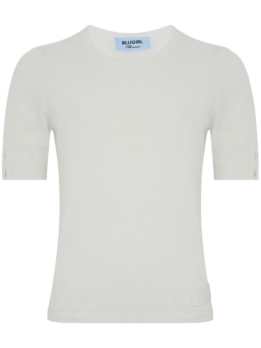 Blumarine Fine-Knit Short-Sleeve Top