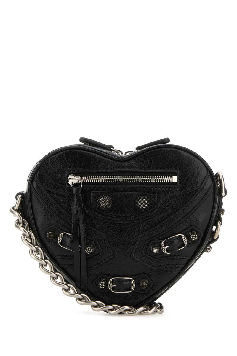 Black leather mini Le Cagole Heart crossbody bag