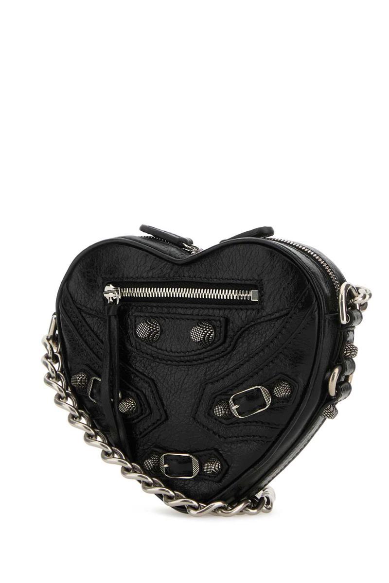 Black leather mini Le Cagole Heart crossbody bag