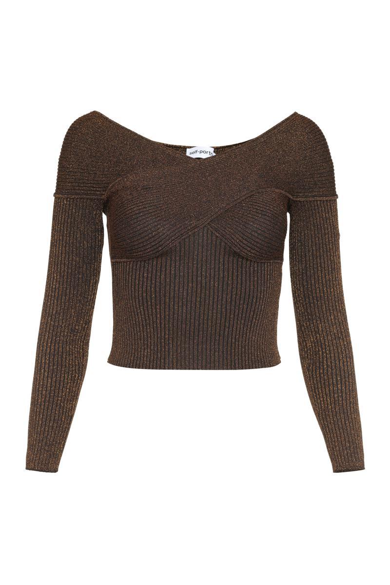 Self-Portrait Knitted Lurex Top