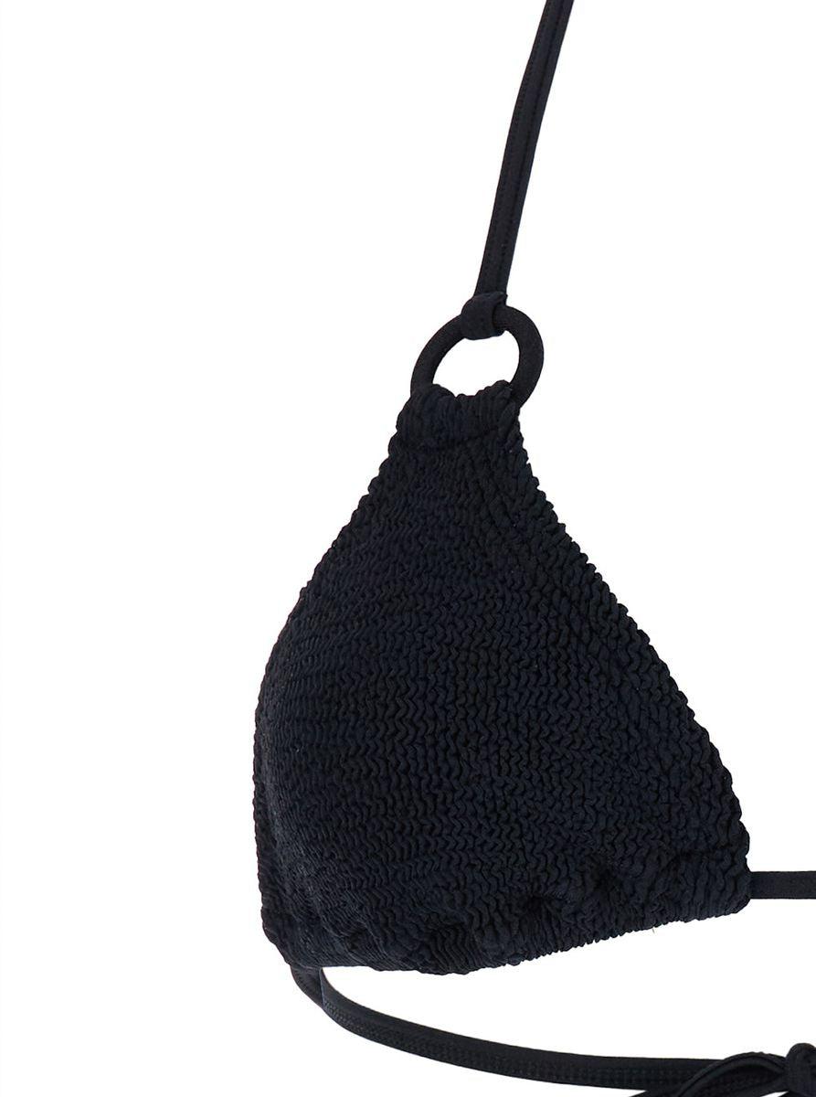 'Eva' Black Bikini with Ring Details in Ribbed Stretch Polyamide Woman