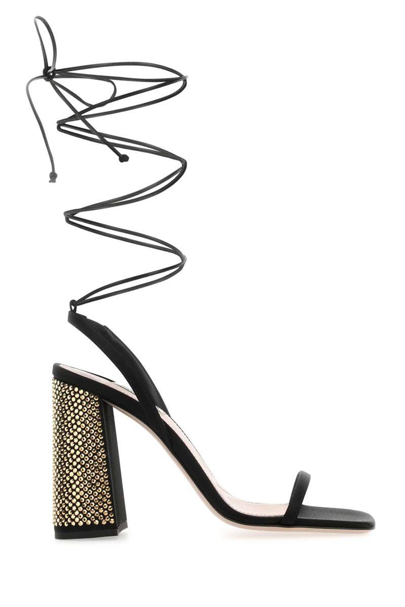 Miu Miu Woman Black Satin Sandals