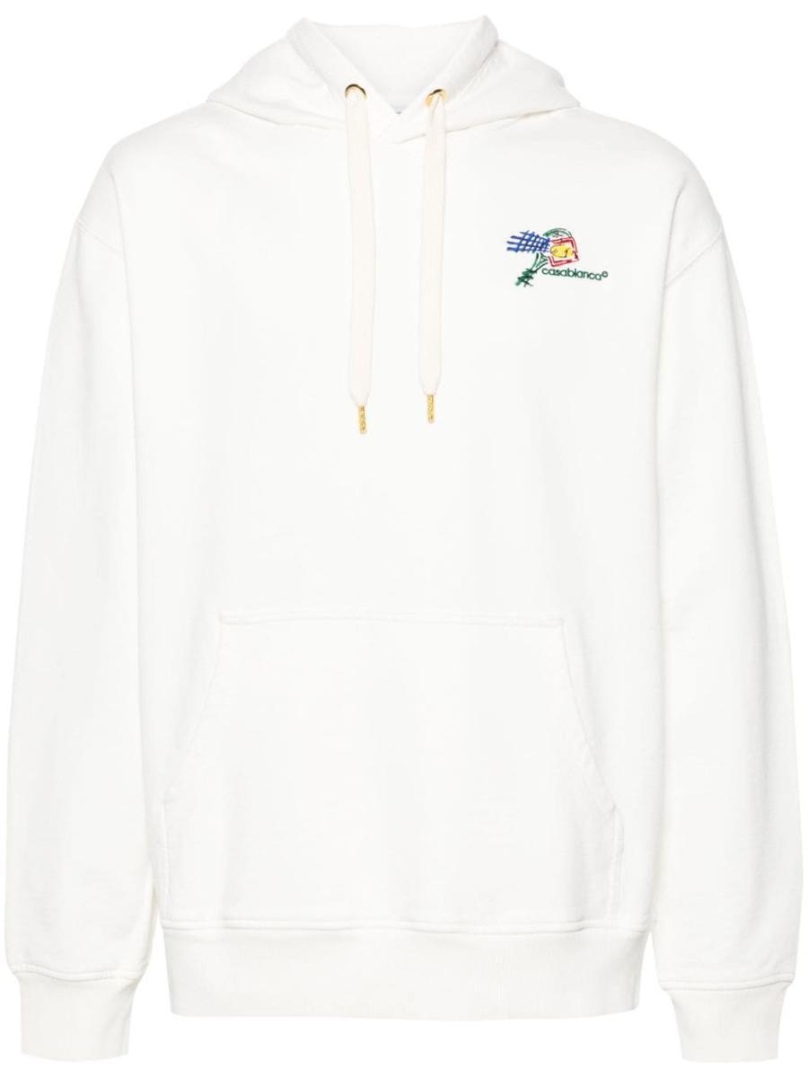 Casablanca Cotton Hoodie With Embroidered Croquis De Tennis Logo