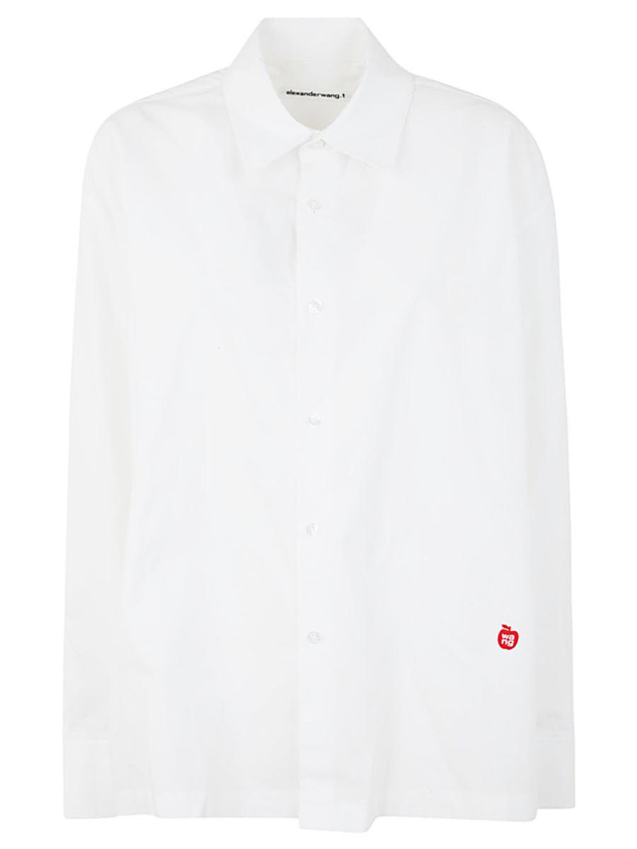 Alexander Wang Button Up Long Sleeve Shirt With Apple Patch Logo Clothing