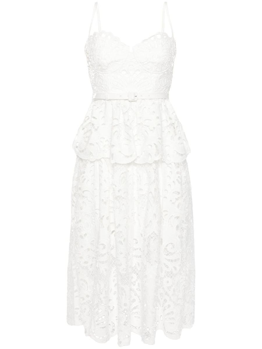 guipure-lace flared dress