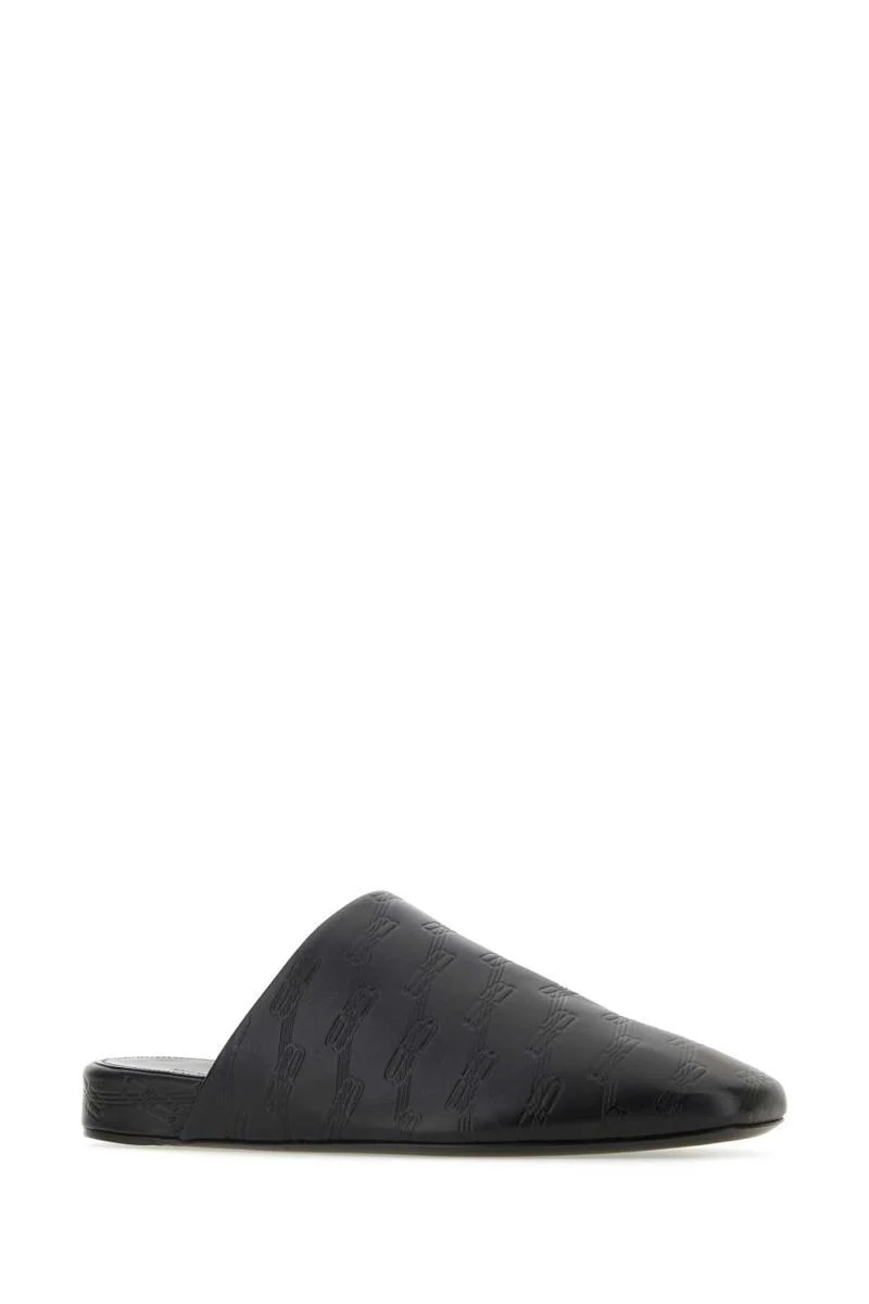 Black Leather Slippers