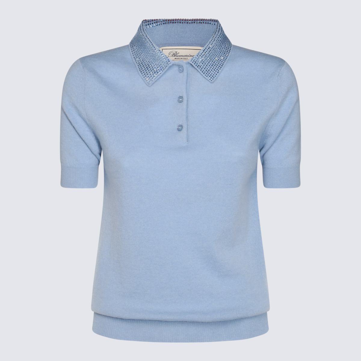 Blumarine Blue Wool Polo Shirt