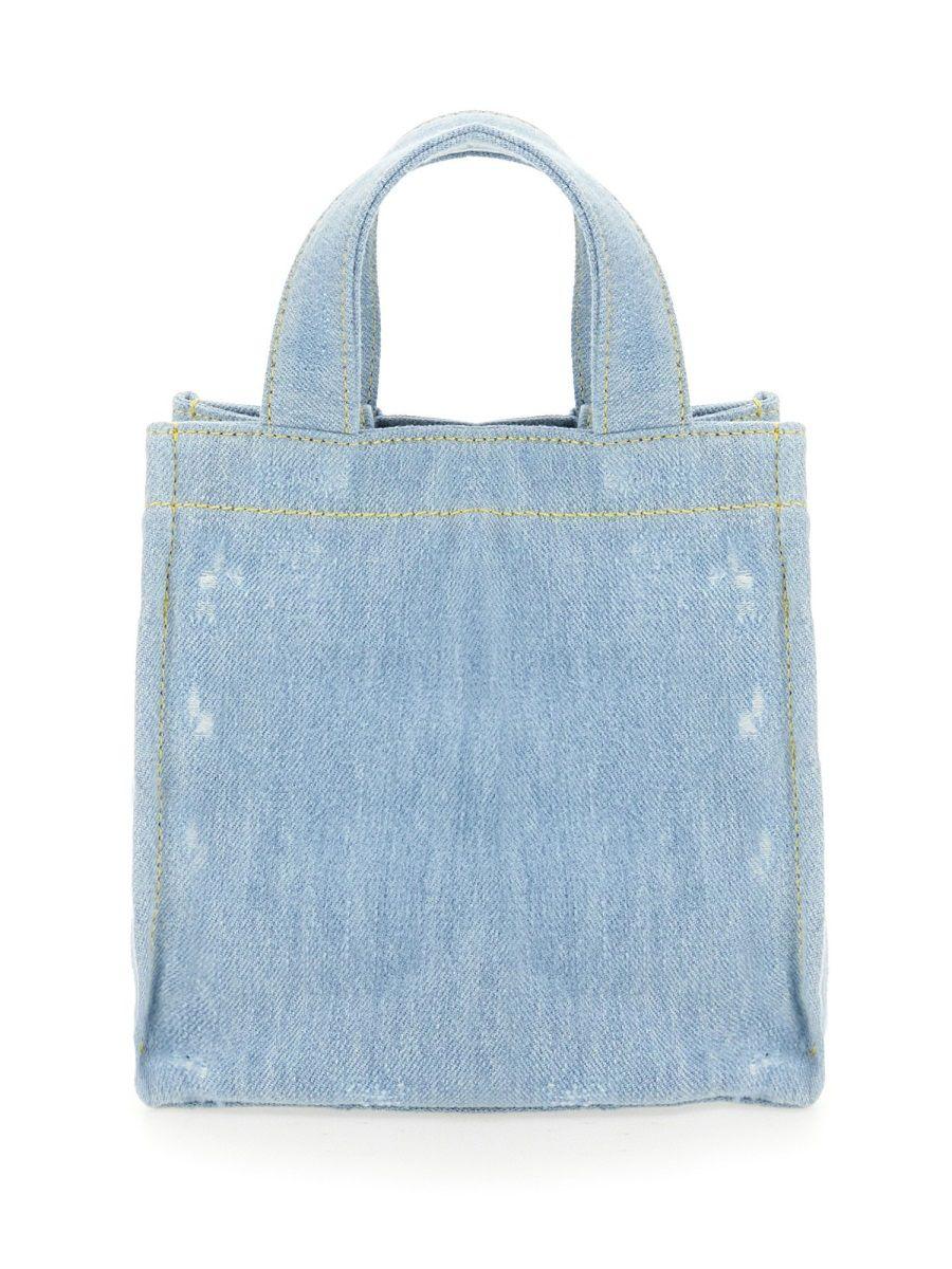 Acne Studios Mini Denim Shopper Bag With Logo