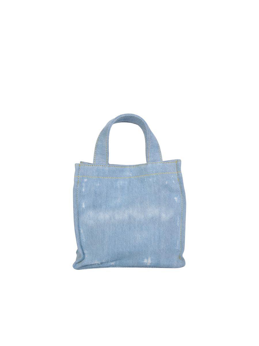 Acne Studios Mini Denim Shopper Bag With Logo