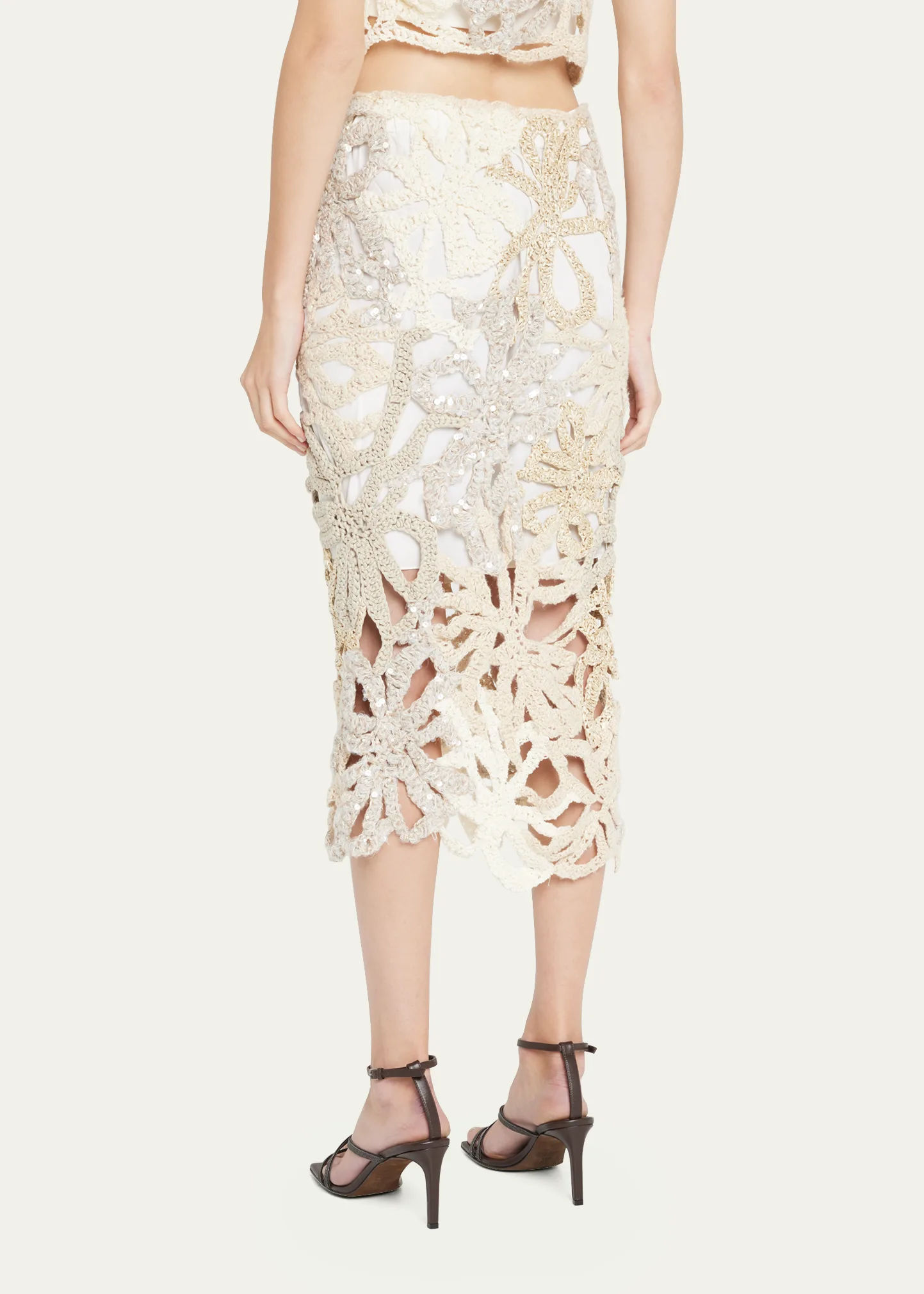 Couture Marine Botanical Crochet Pencil Skirt