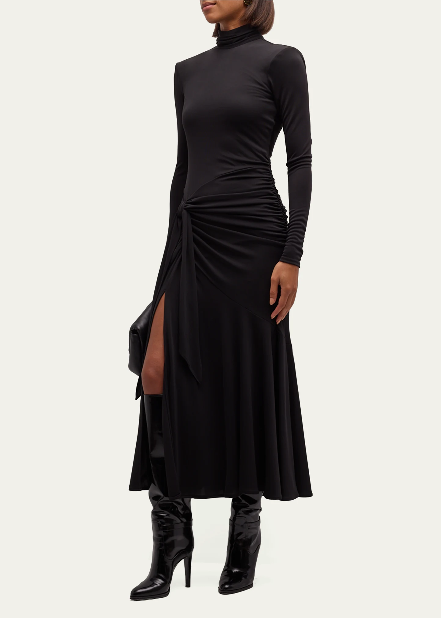 Johnson Mock-Neck Wrap-Skirt Midi Dress