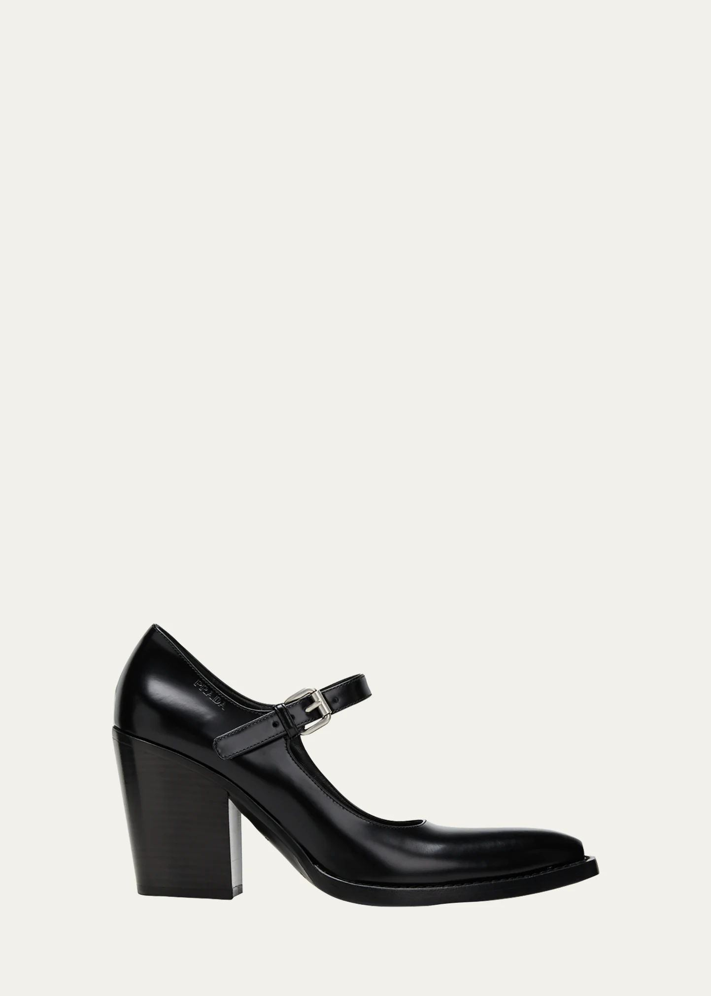 Leather Mary Jane Block Heel Pumps