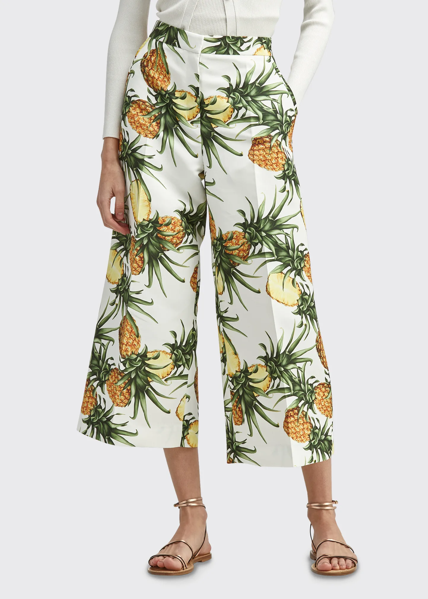 Pineapple-Print Culotte Pants