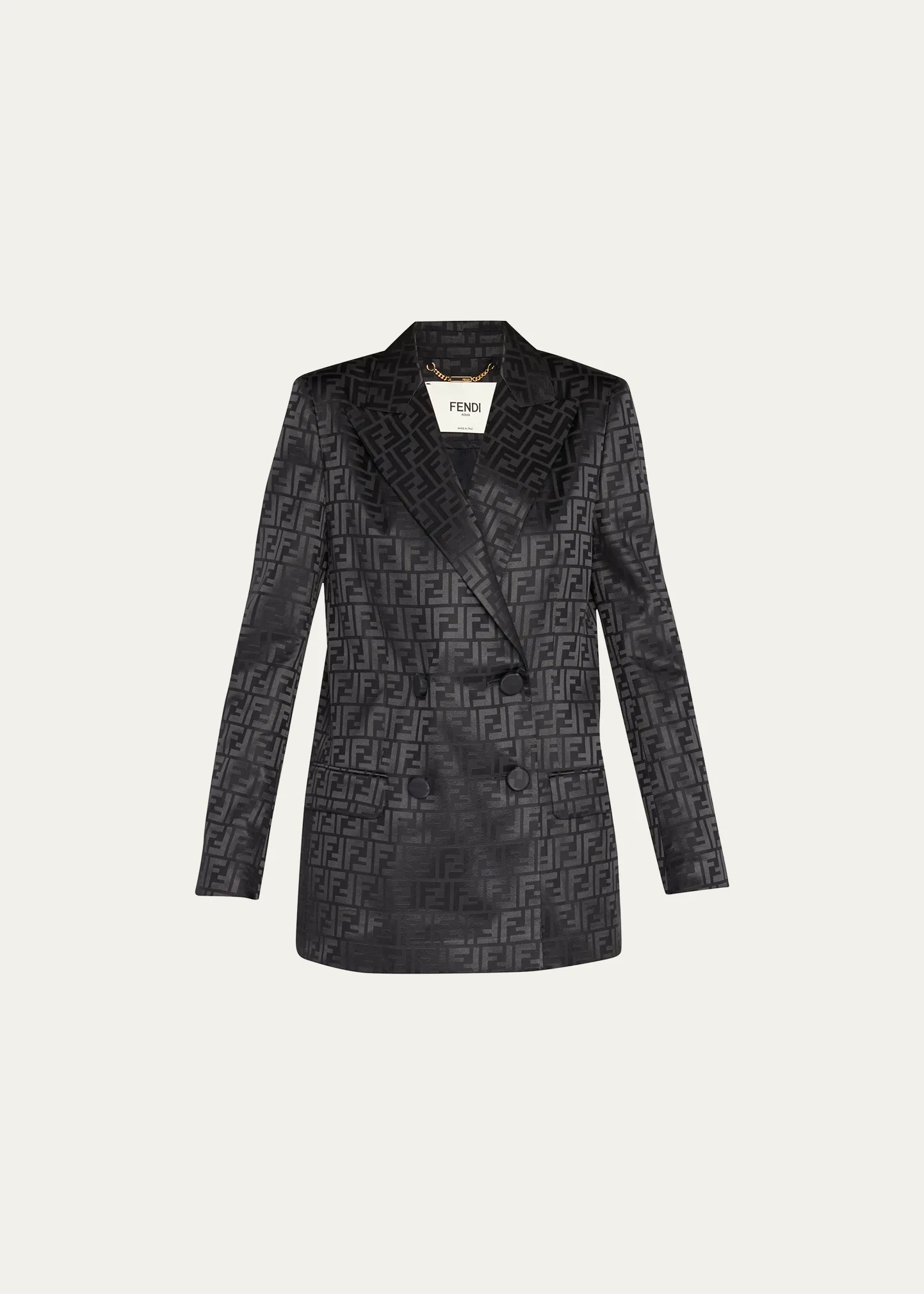 Logo Jacquard Double-Breasted Crepe Blazer